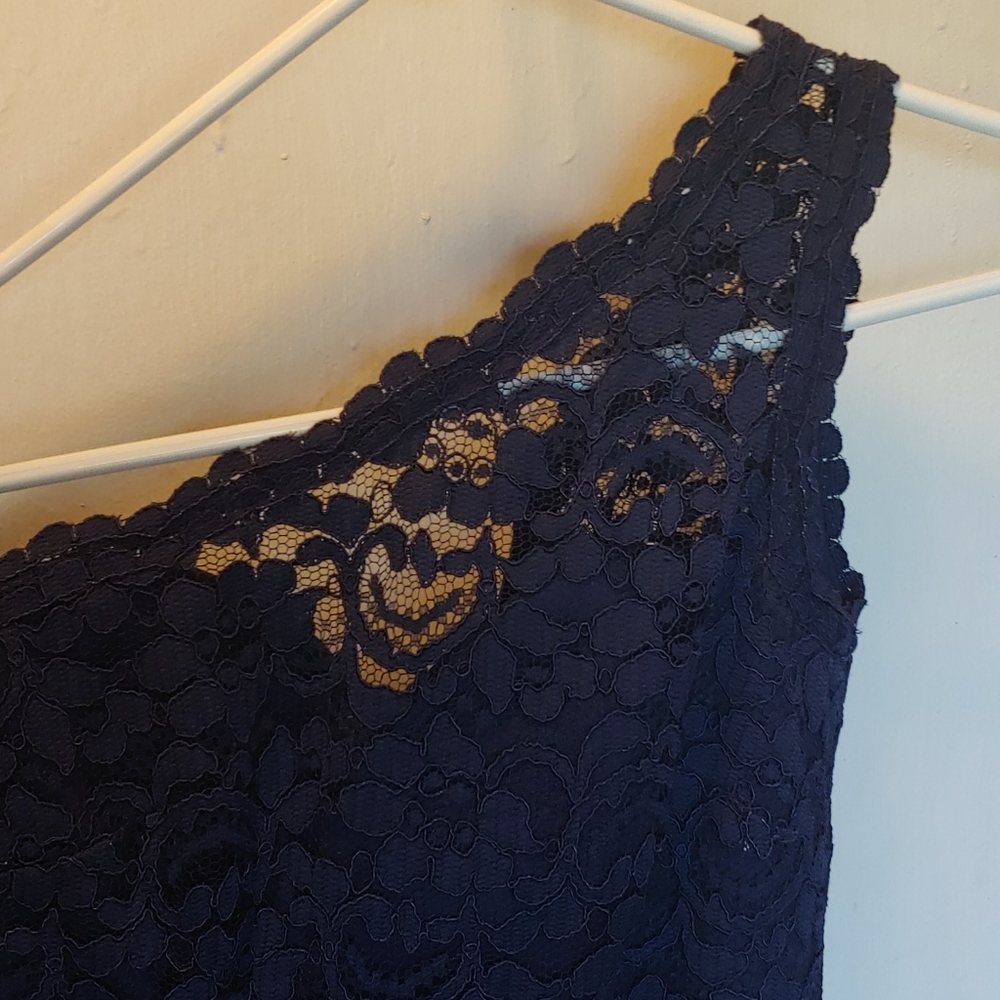 Blue lace chiffon David's Bridal dress